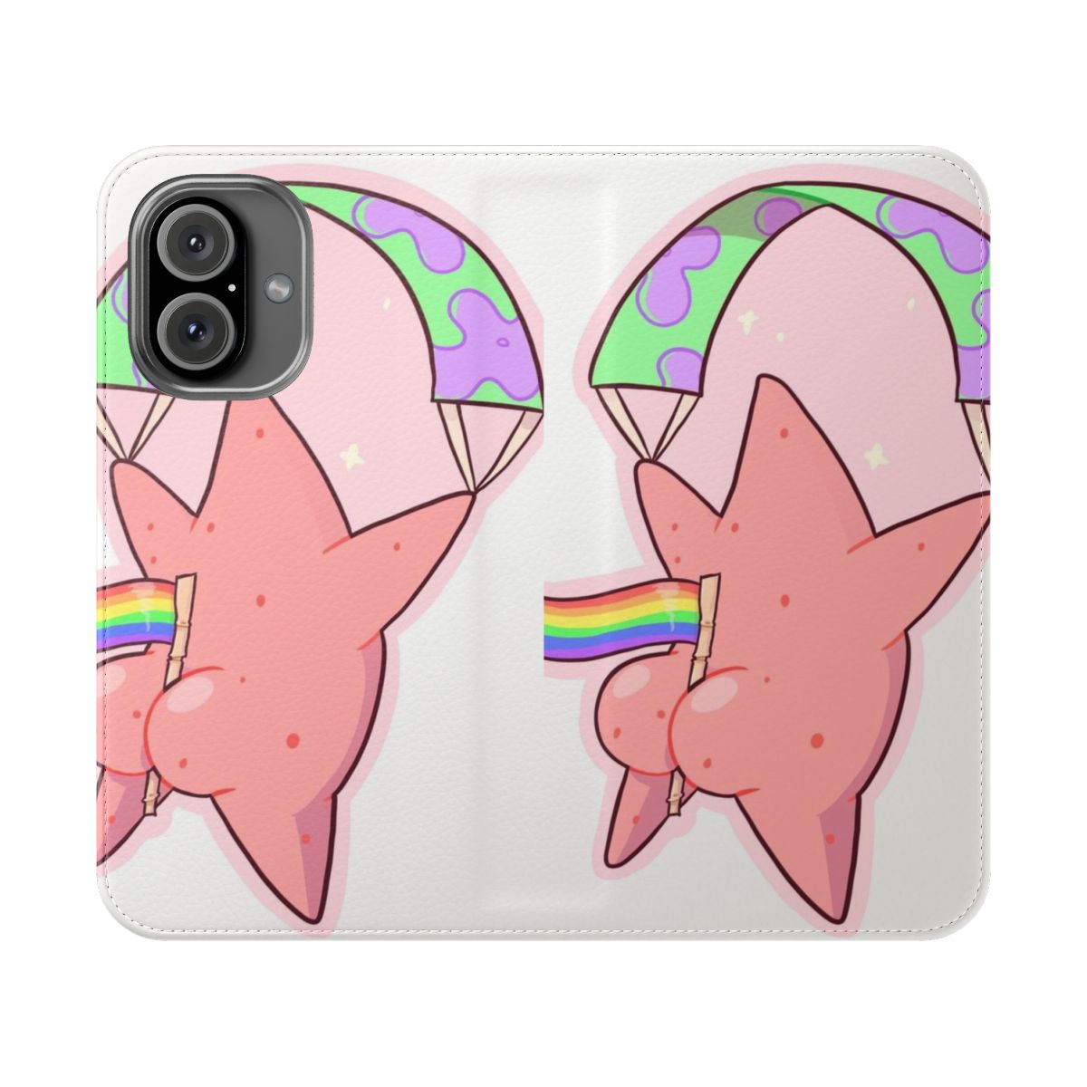 Vibrant phone case cover featuring a cartoon character from the Spongebob Squarepants TV series in support of LGBTQ+ pride.