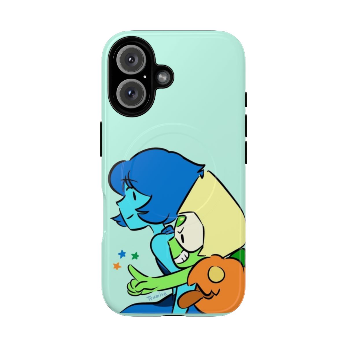 Magnetic tough phone case featuring Lapis Lazuli, Peridot, and other Steven Universe cartoon characters