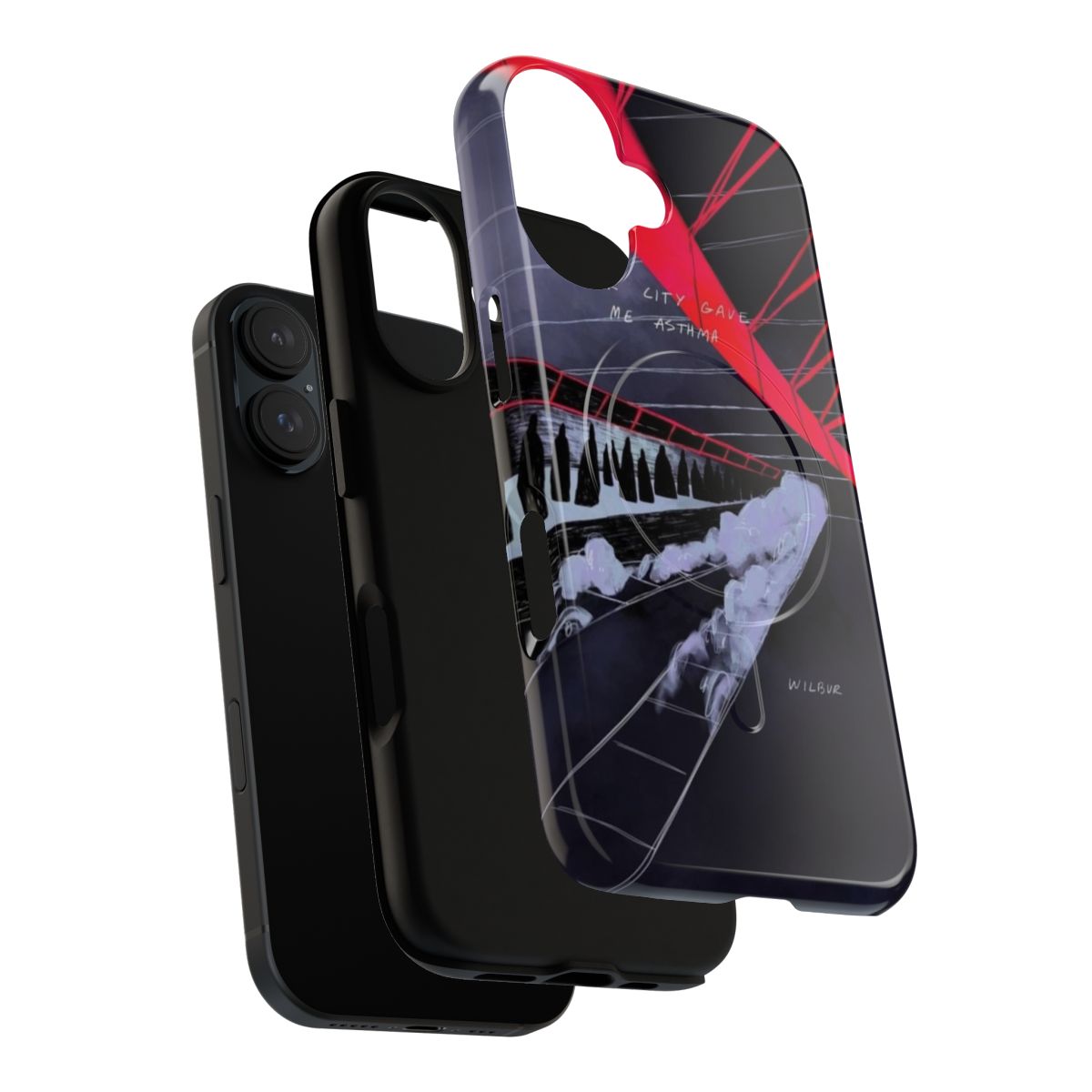 Magnetic phone case with YCGMA (Your City Gave Me Asthma) design - Layers