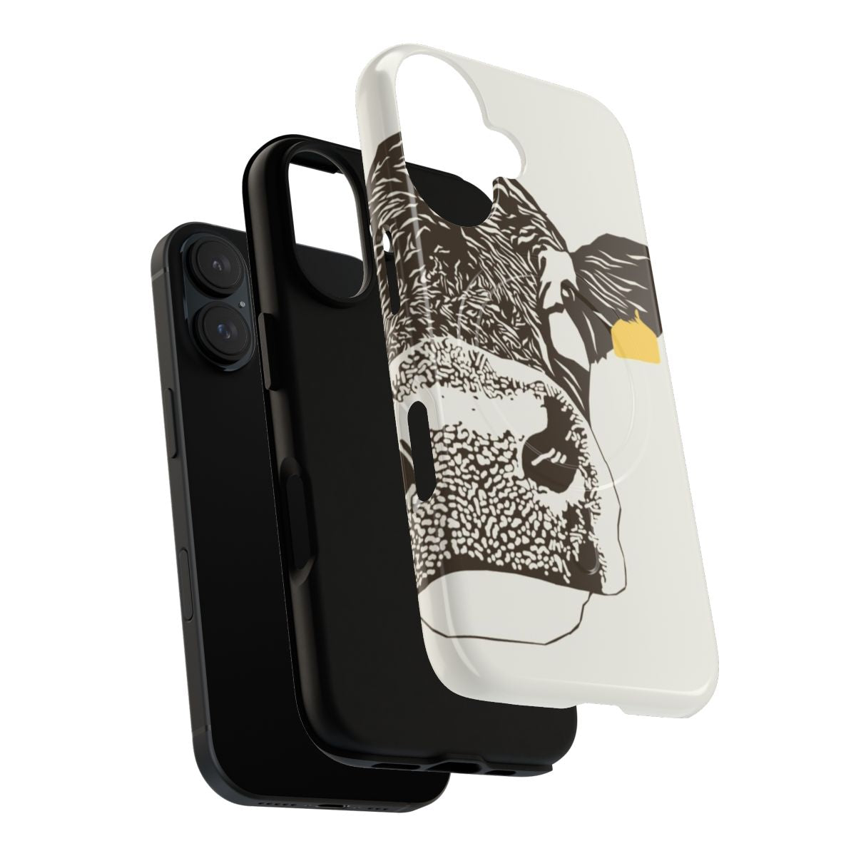 Stylish cow-themed magnetic tough phone case - Layers