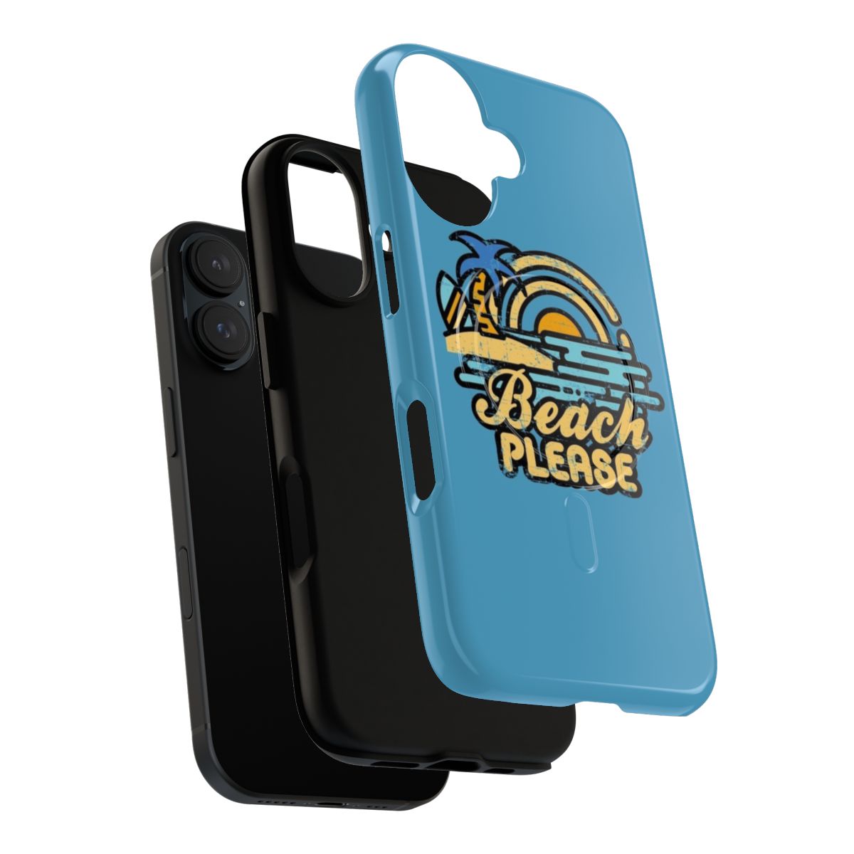 Retro beach-themed magnetic tough phone case - Layers