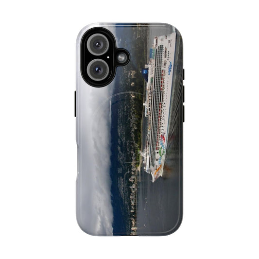 Nautical-themed phone case with a scenic view of the Vancouver, Canada cityscape and harbor