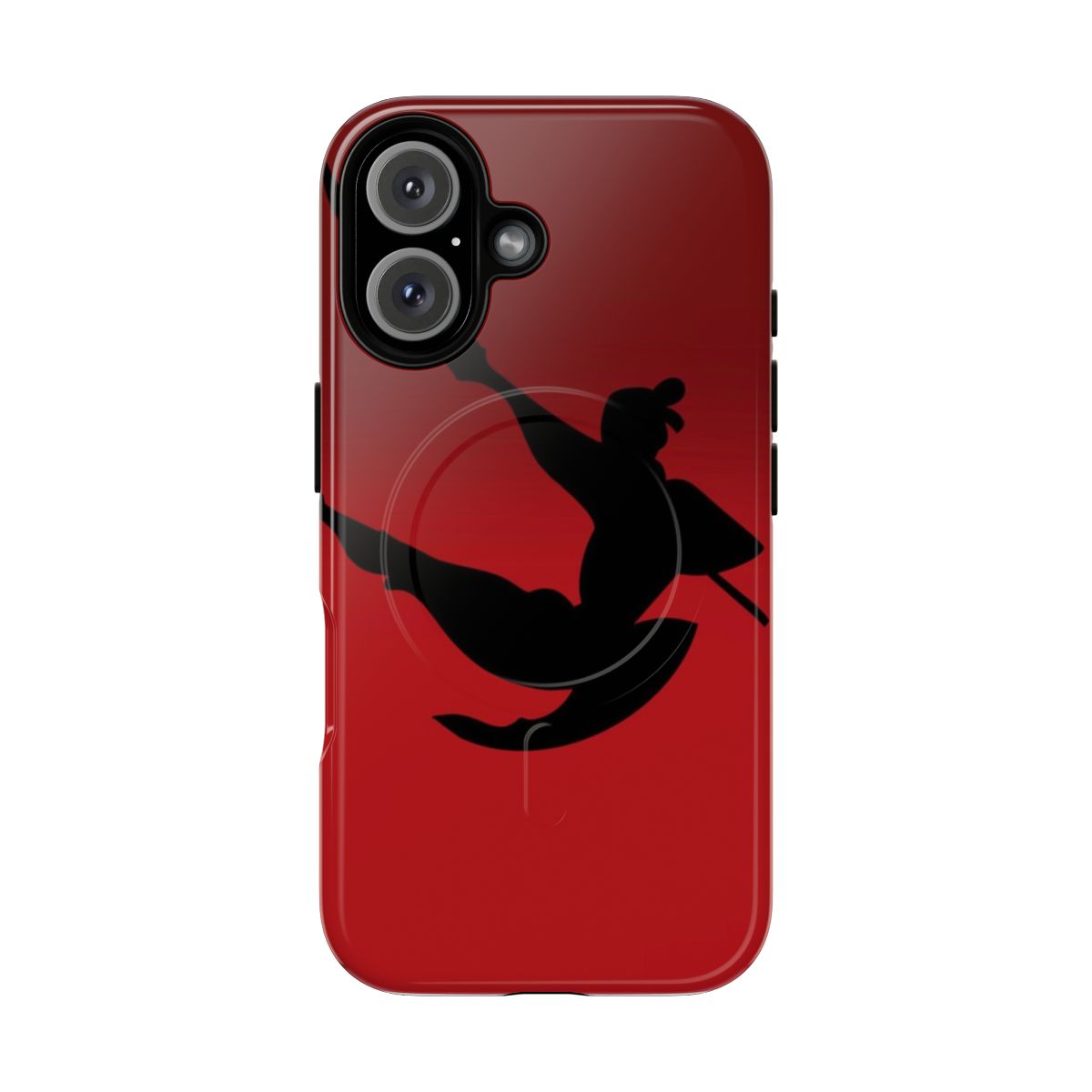 Minimalist red and black samurai-inspired magnetic tough phone case