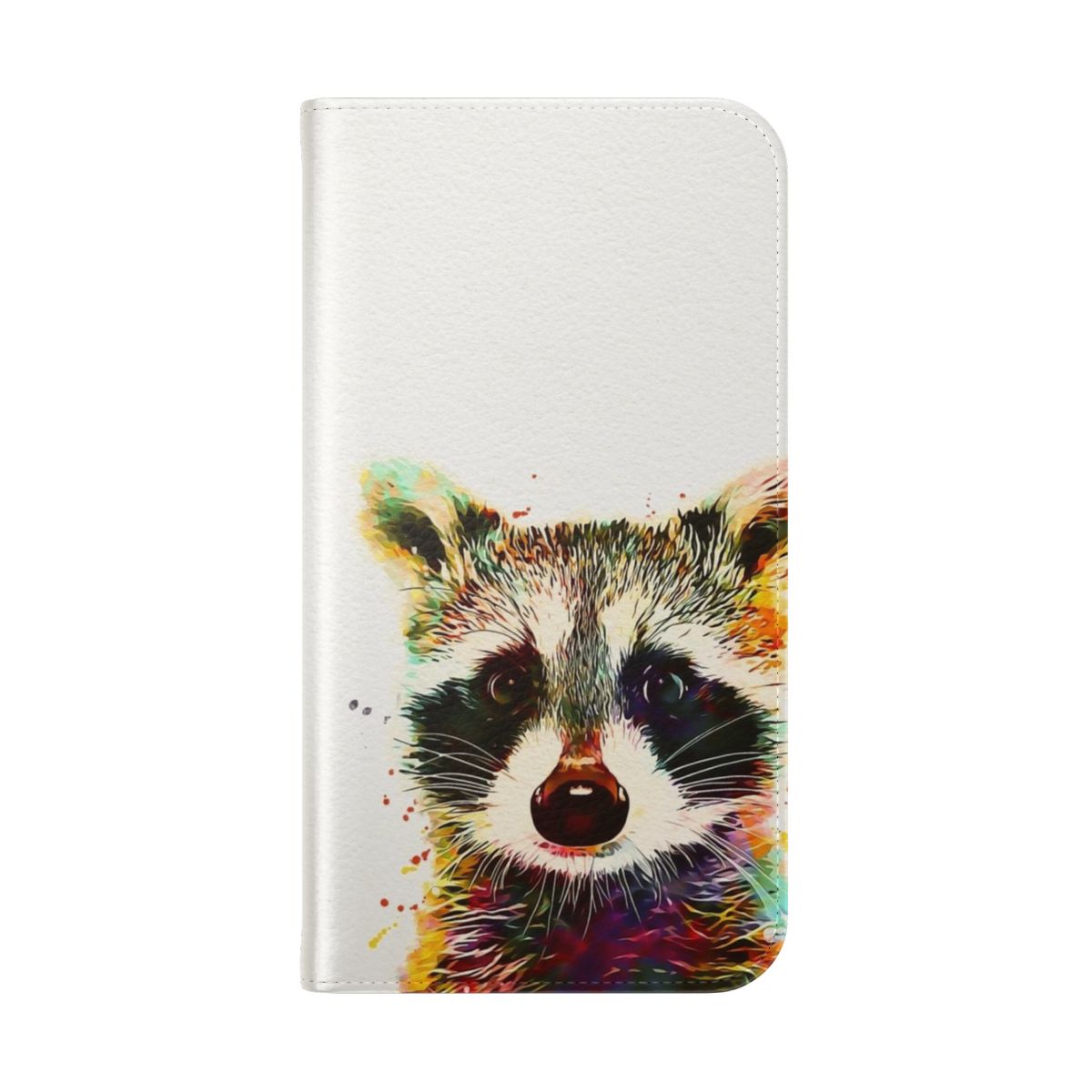 Watercolor illustration of a cute baby raccoon on a phone case cover - Folded Back