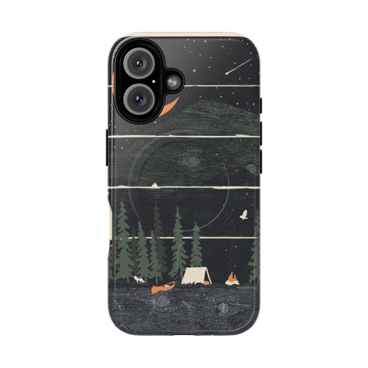 Magnetic tough phone case with camping, nature, and wildlife design