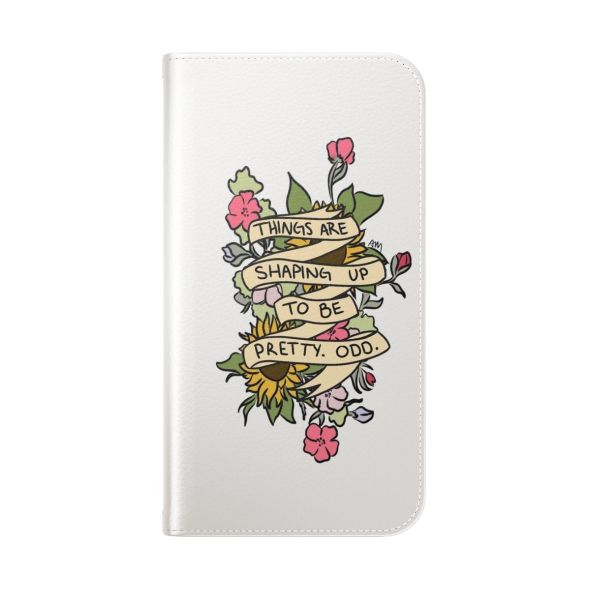 Floral phone case with Panic! at the Disco's "Pretty. Odd." album art - Folded Back