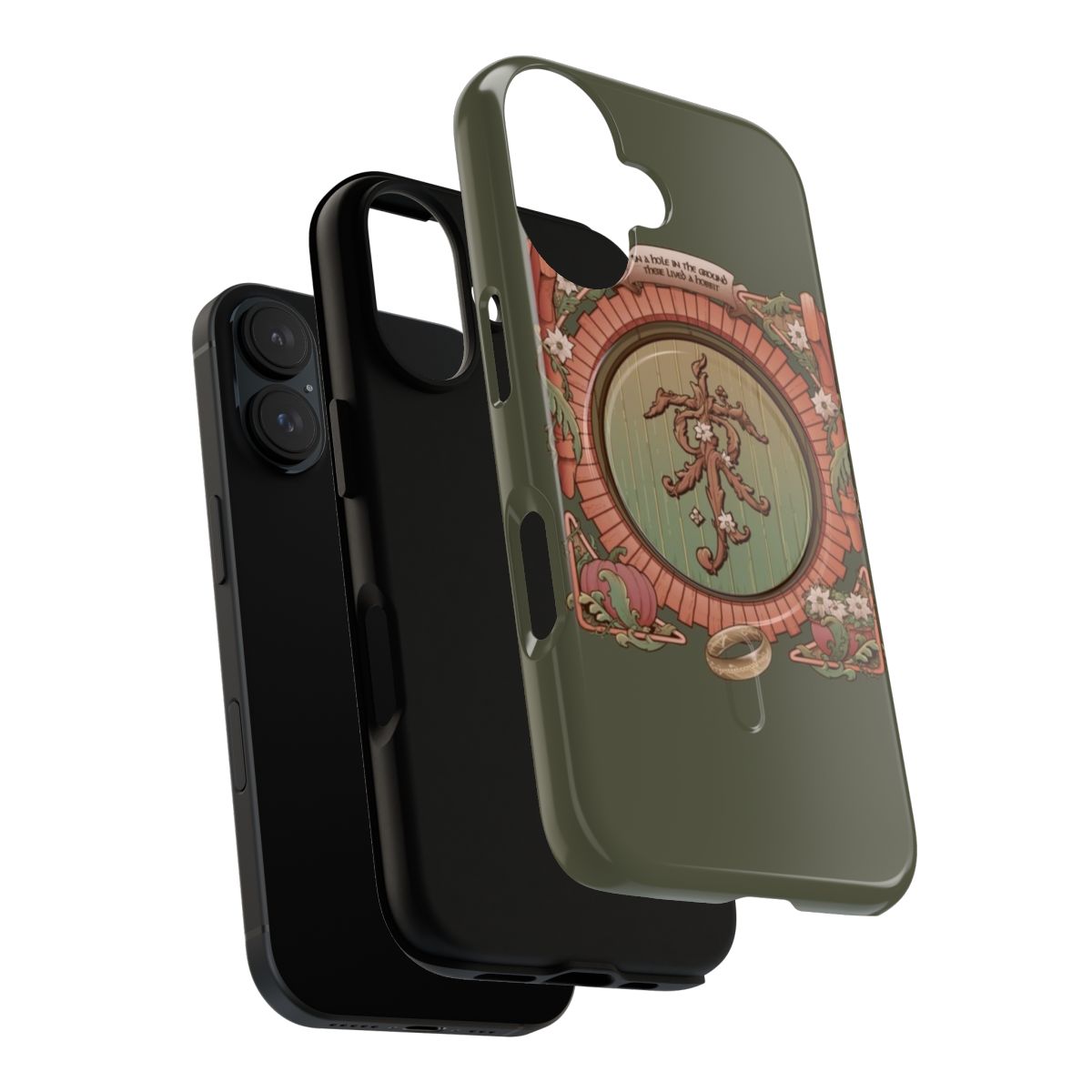 Magnetic phone case featuring a hole in the ground design inspired by the Lord of the Rings and Hobbit stories - Layers