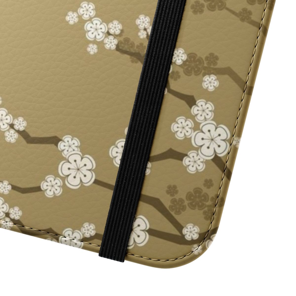 Ivory white phone case with oriental cherry blossoms and Chinese double happiness symbol - Close Up