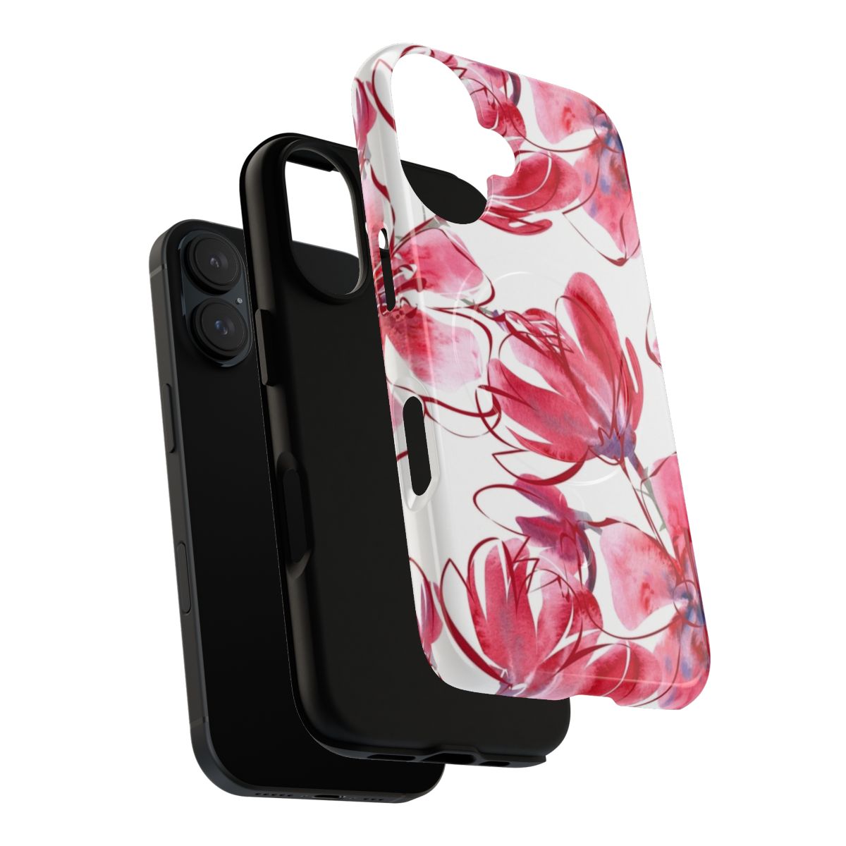 Blooming sakura abstract art design on a protective iPhone or Samsung Galaxy phone case - Layers