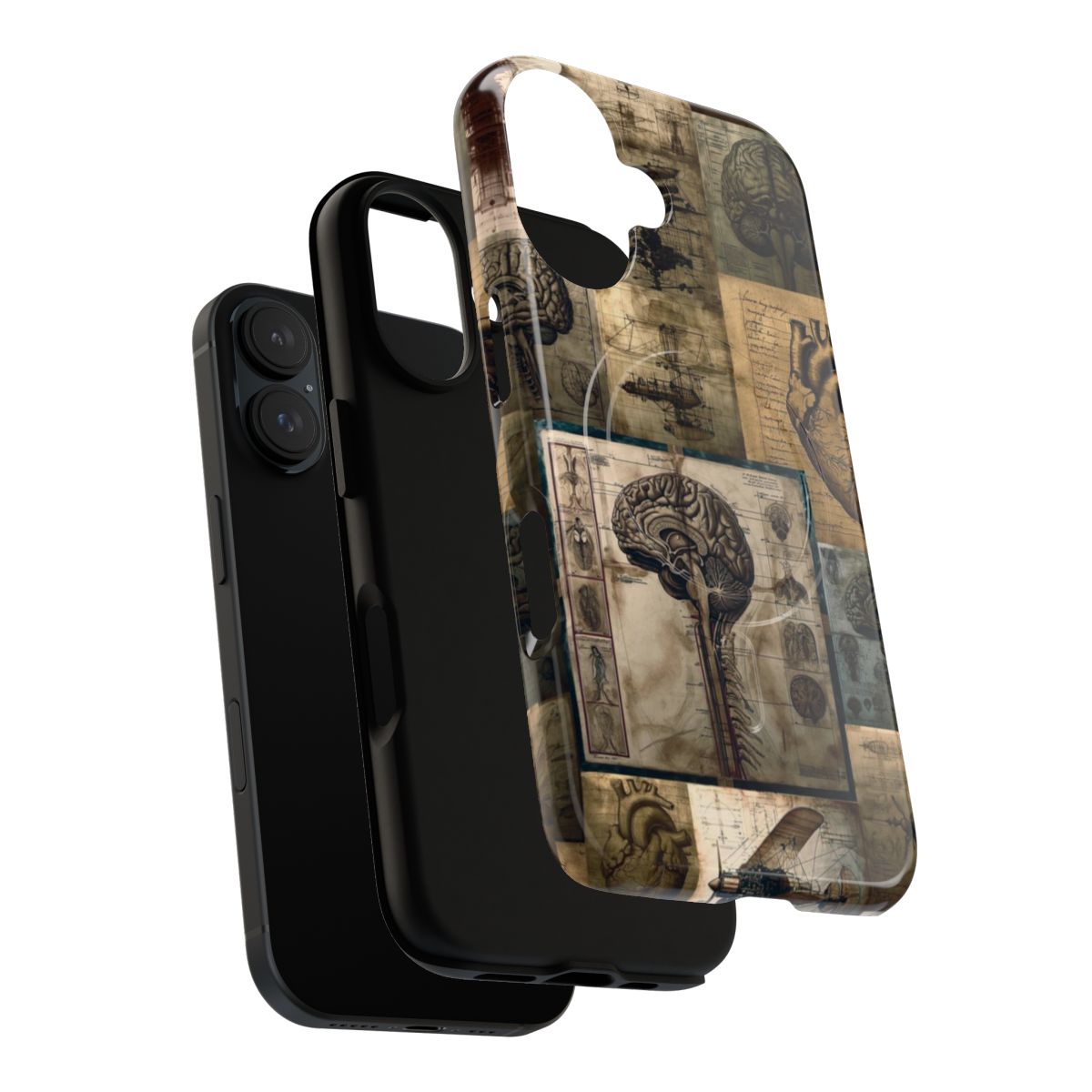 Vintage-inspired phone case featuring fantasy medical school art design - Layers