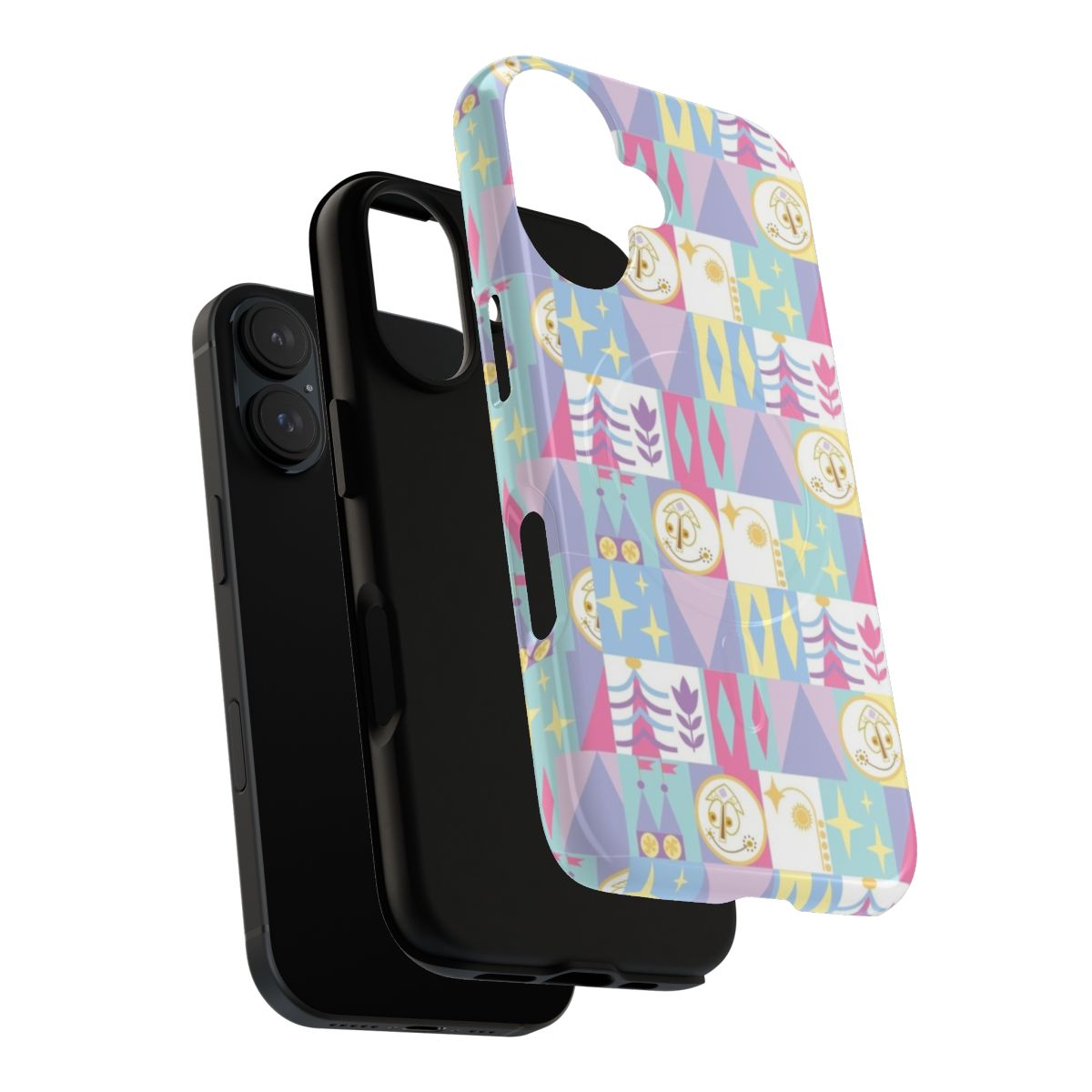 Colorful and imaginative Disney-inspired magnetic phone case featuring the "It's a Small World" attraction - Layers