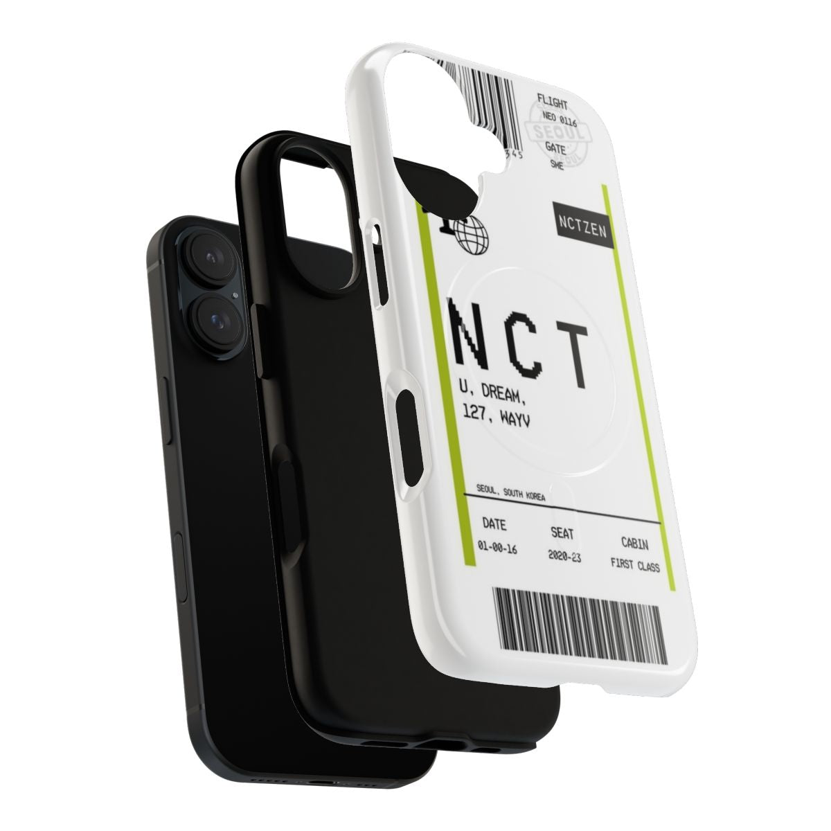 Magnetic tough phone case with NCT boarding pass design - Layers