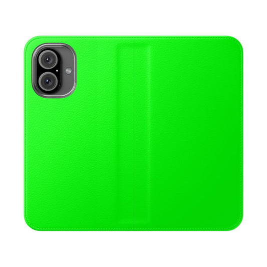 Neon green flip phone case cover with a solid, bright color design