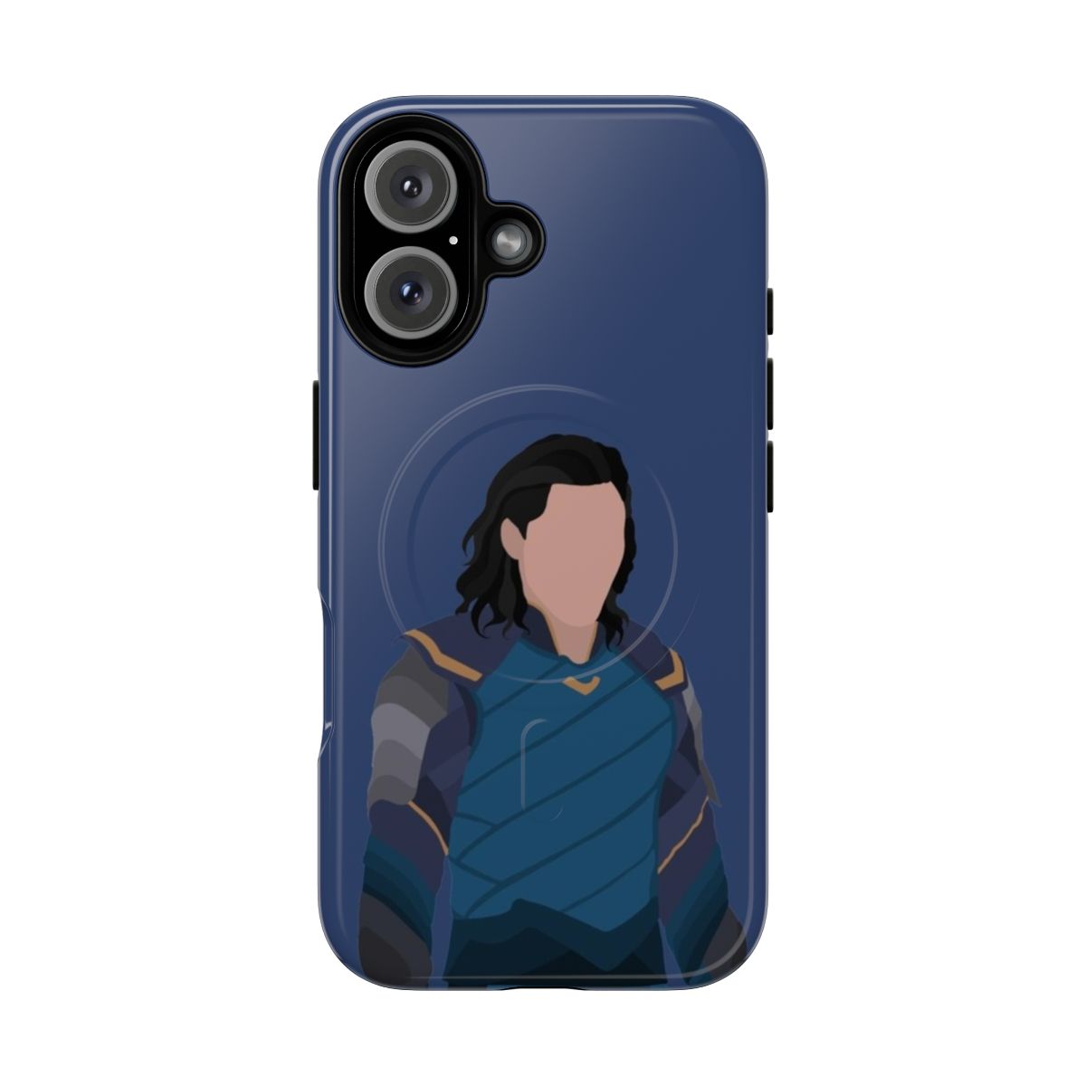 Magnetic tough phone case with a design inspired by the Marvel character Loki, the god of mischief.