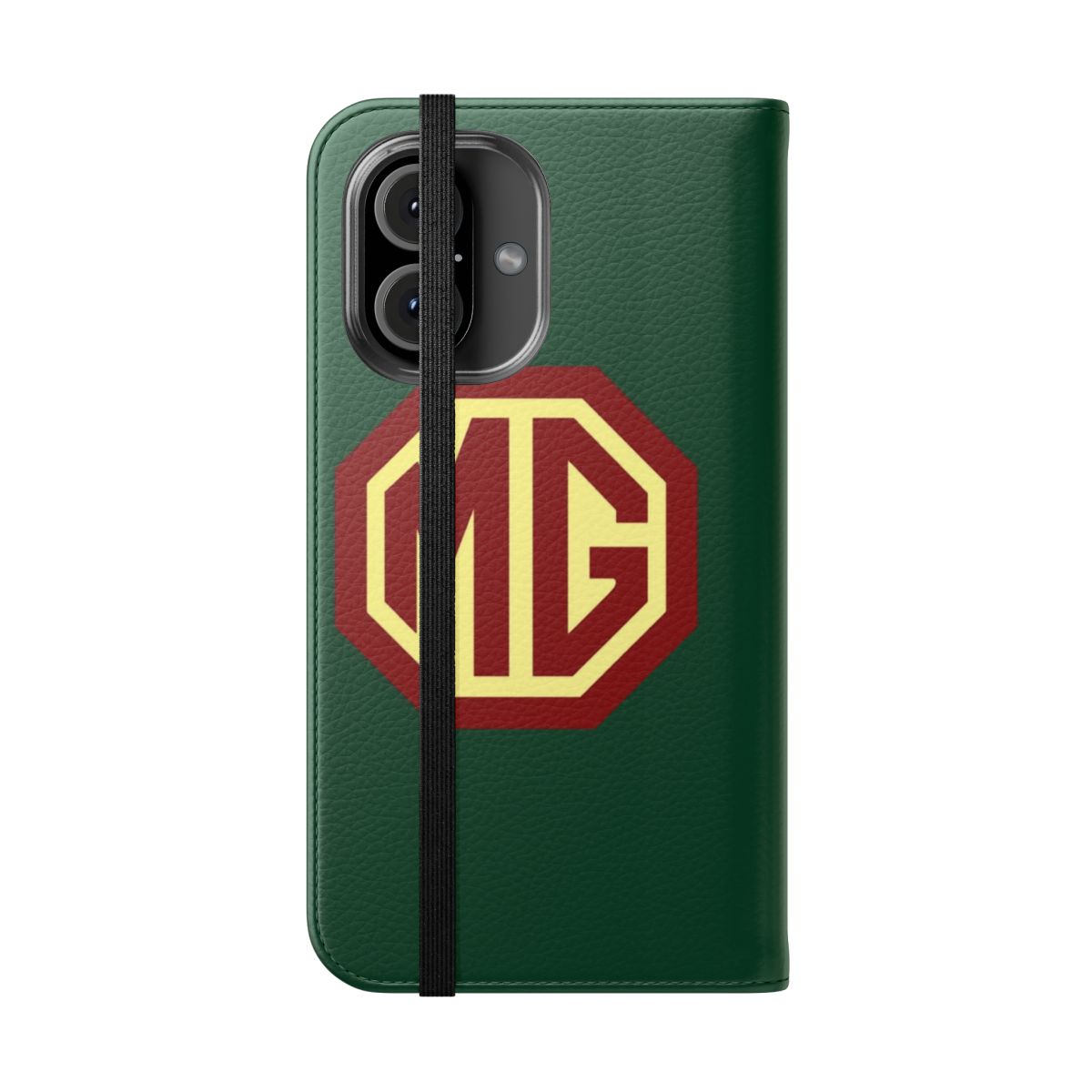 Retro MG flip cover phone case with classic car design - Folded Front