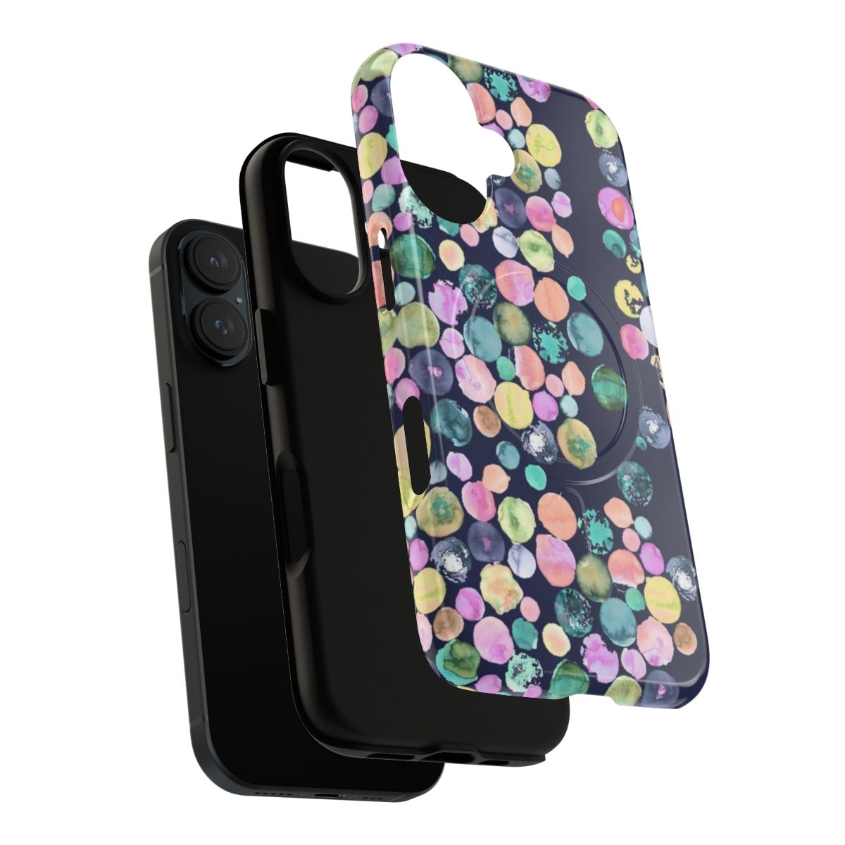 A vibrant, modern watercolor marble pattern phone case with a tough protective design. - Layers