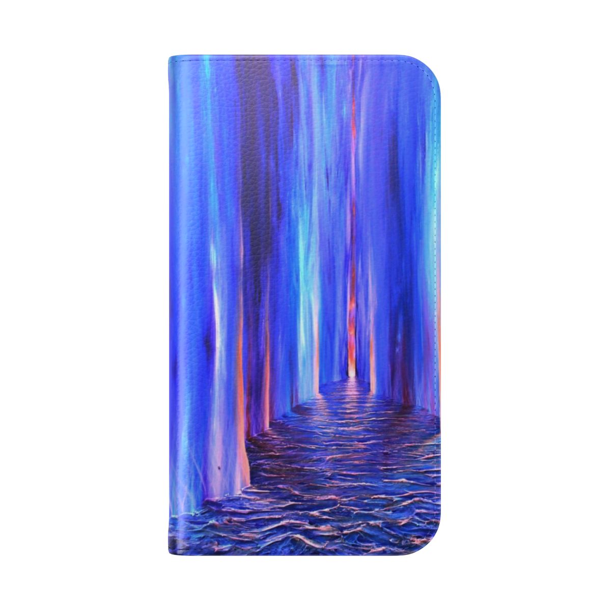 Elegant blue and abstract sunset design phone case with a reflective, transcendent aesthetic - Folded Back