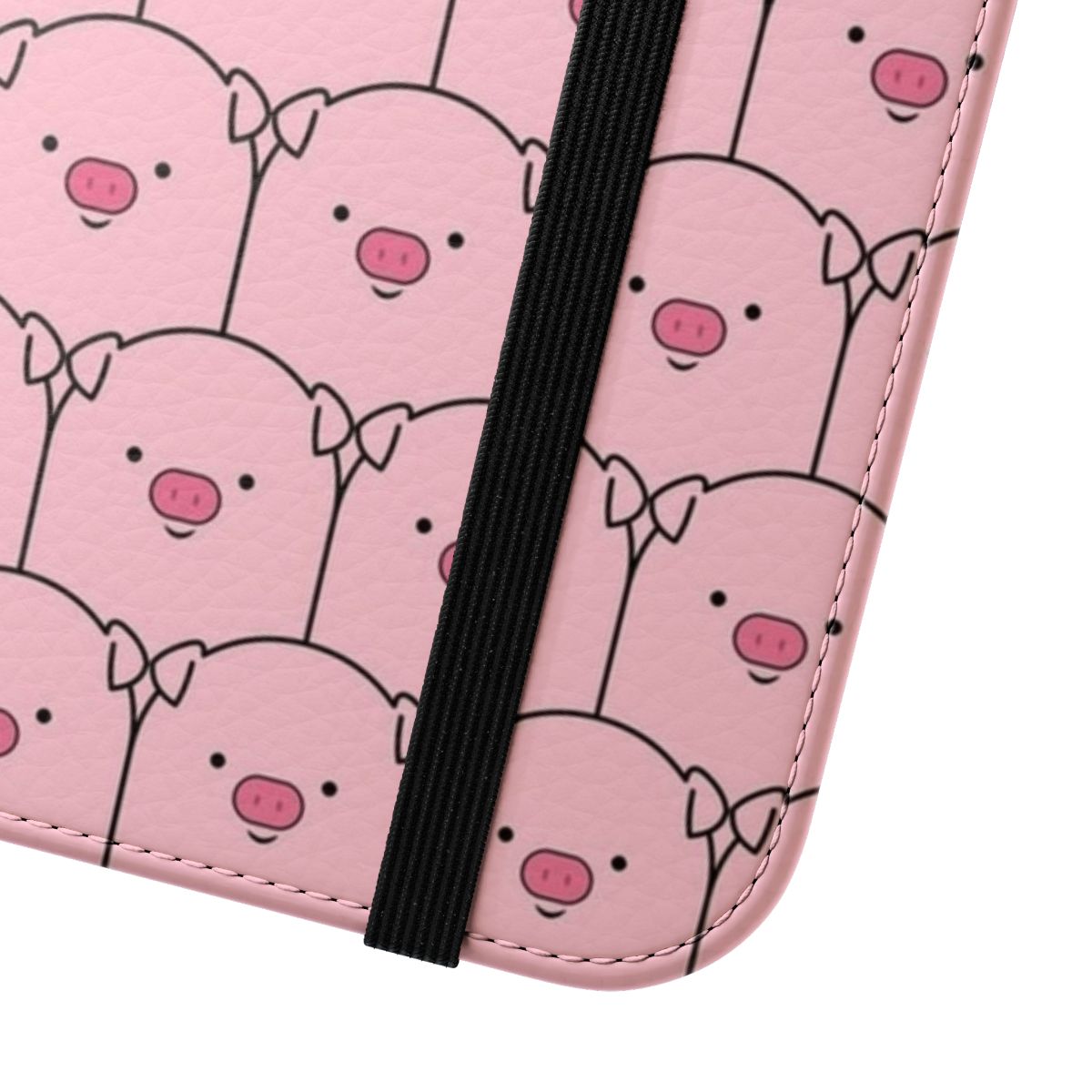 Cute cartoon piglet phone case with flip cover - Close Up