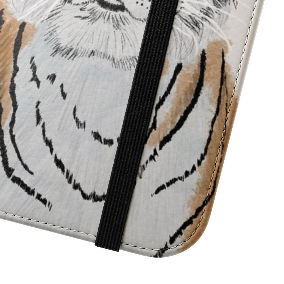 Image of a stylish flip phone case with a tiger design - Close Up