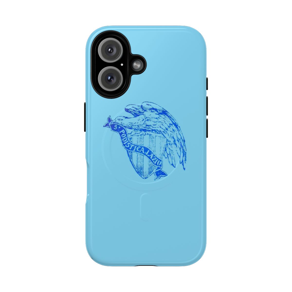 Retro-style phone case with Lazio football club colors and logo