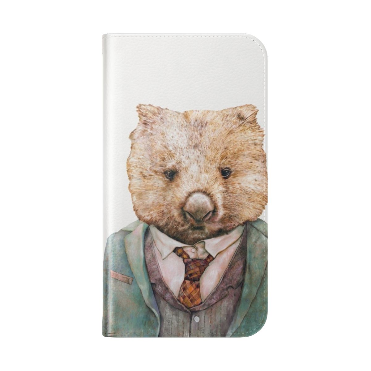 Adorable wombat-themed phone case with a cute animal illustration - Folded Back