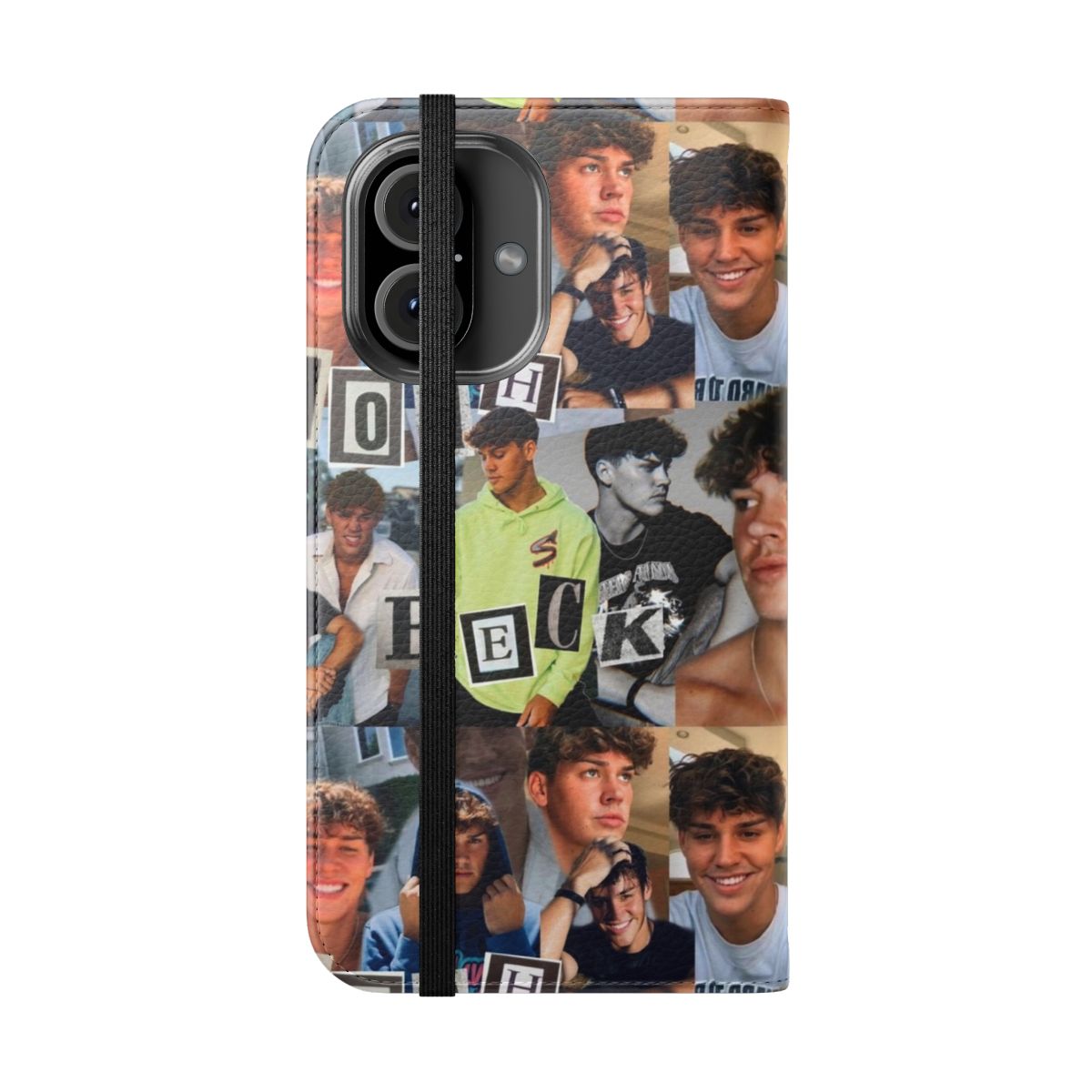 Collage-style phone case featuring Noah Beck from Sway House - Folded Front