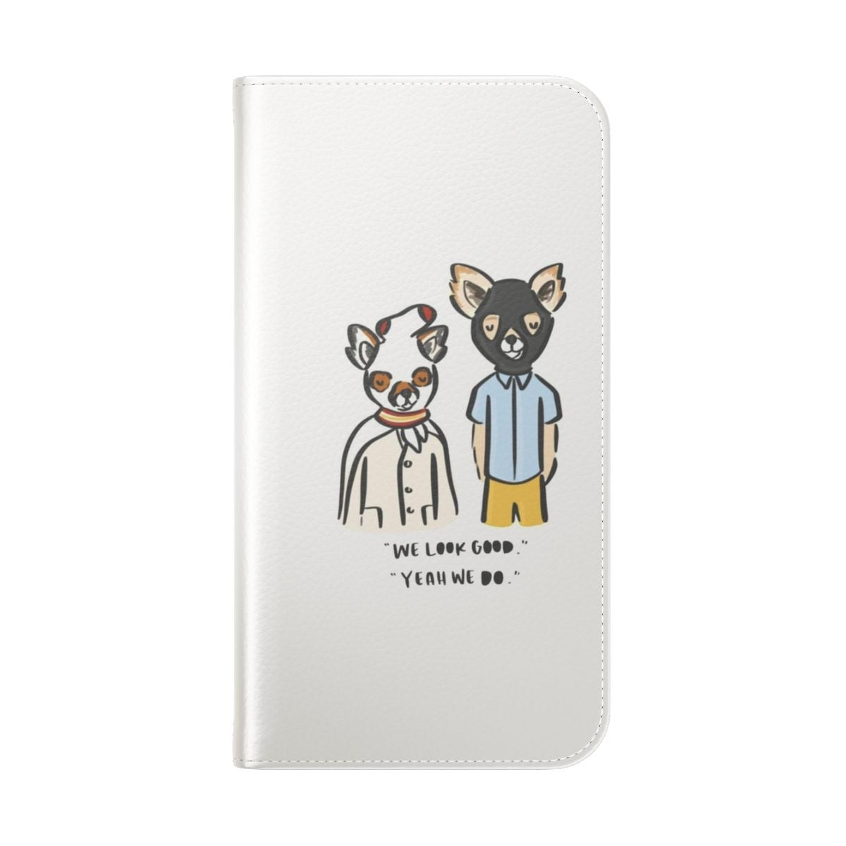 Artistic Fantastic Mr. Fox inspired flip cover phone case with characters Ash and Kristofferson - Folded Back