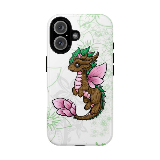 Flower dragon elemental magnetic tough phone case with nature and earth elements