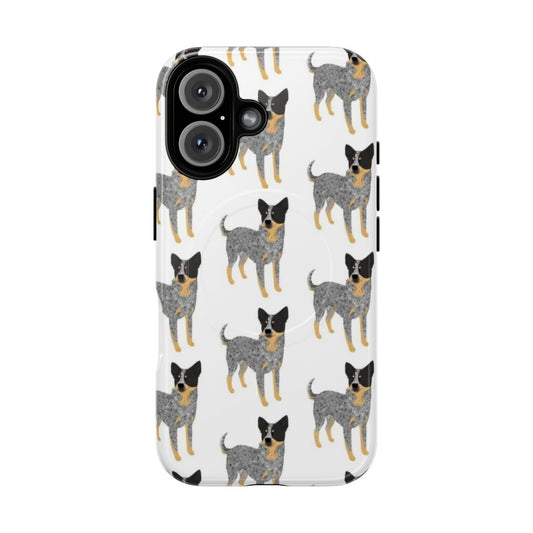 Tough magnetic phone case with a blue heeler dog design