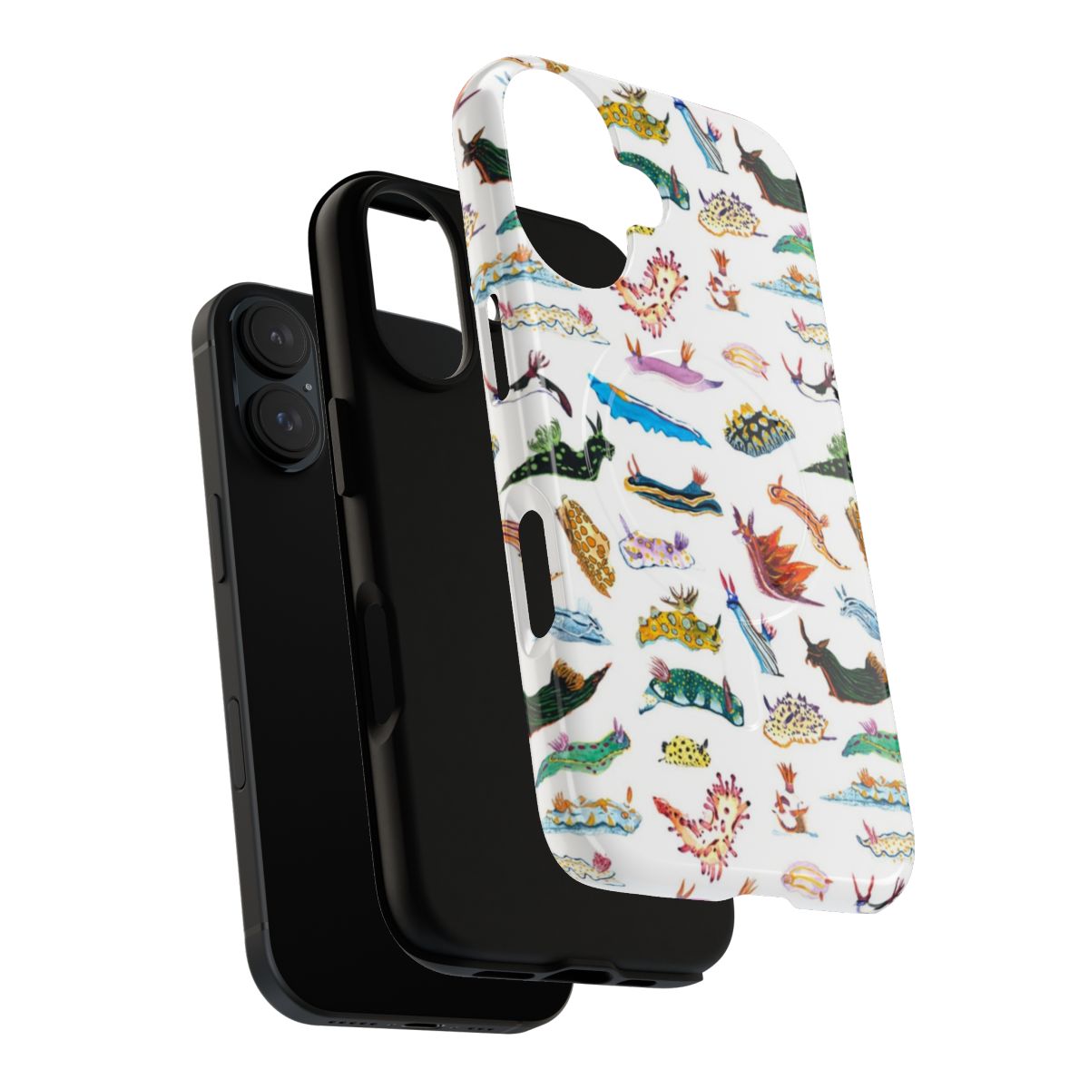 Magnetic phone case featuring a minimalist line art illustration of a nude female figure in a botanical, Scandinavian-inspired design. - Layers