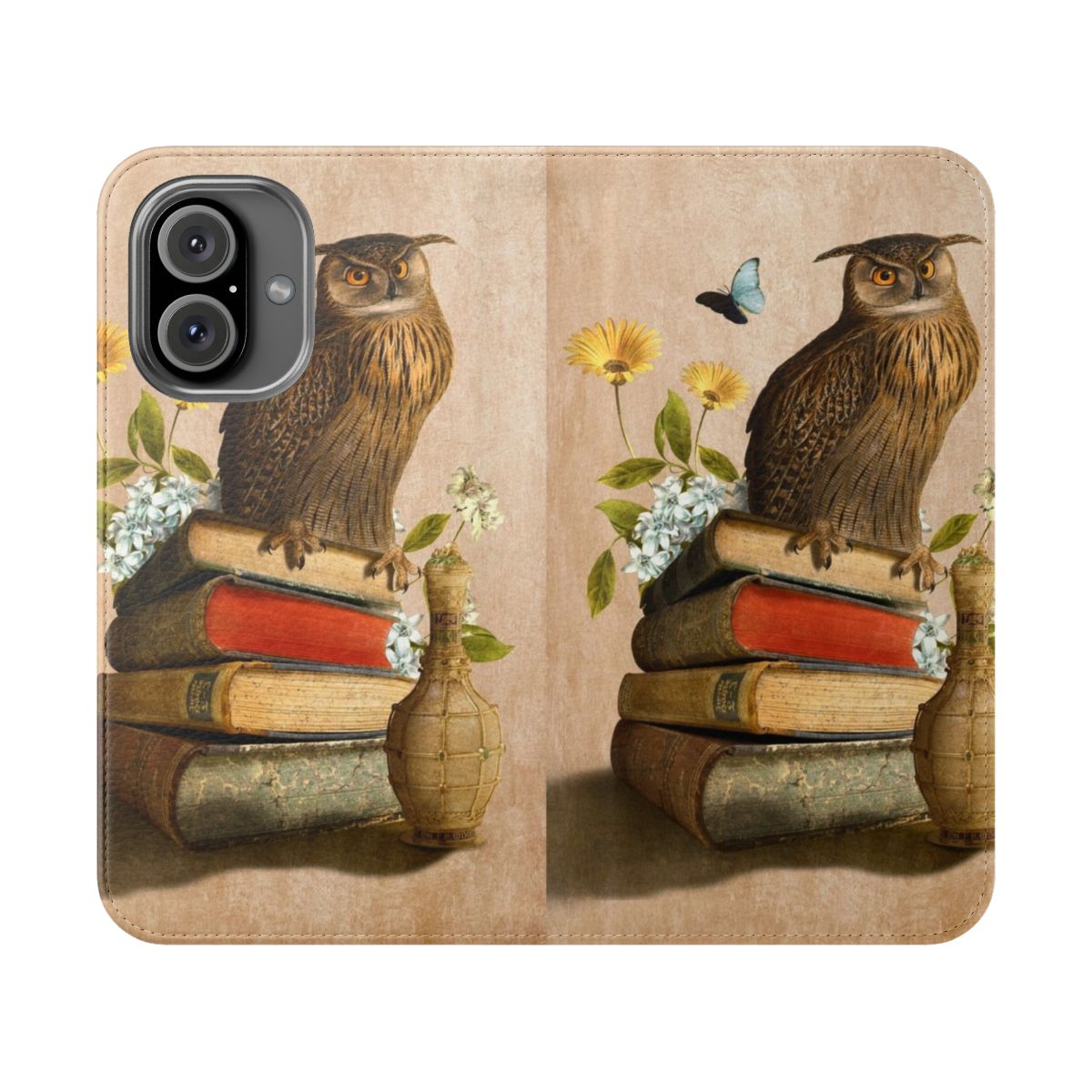 Illustration of a wise owl on a fantasy-inspired phone case