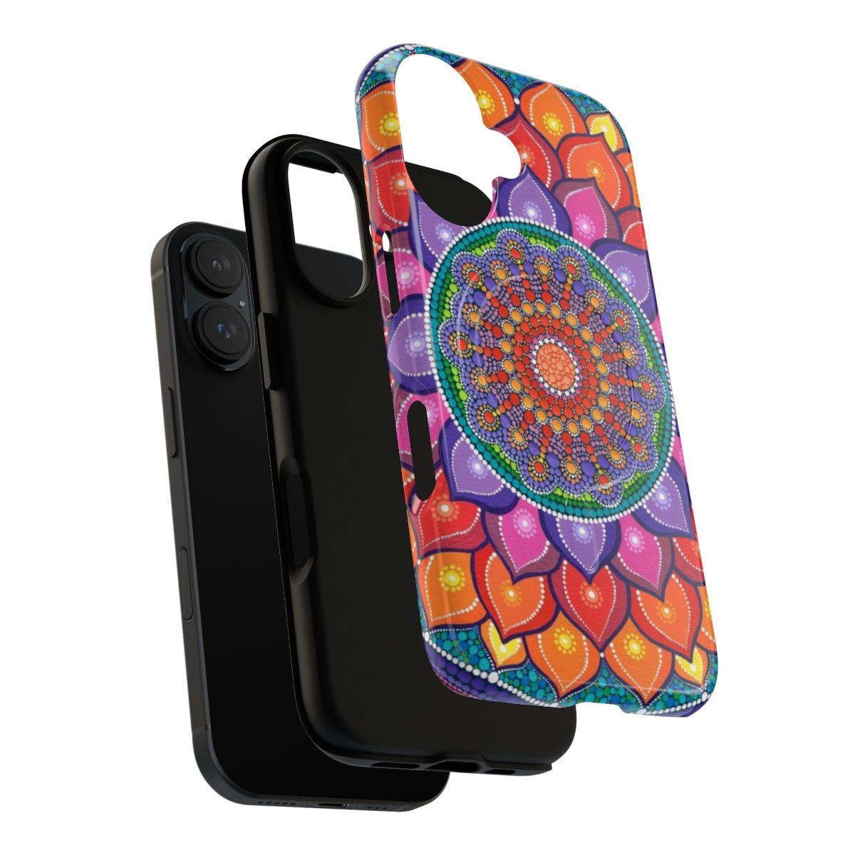 Lotus mandala pattern on a protective magnetic phone case - Layers