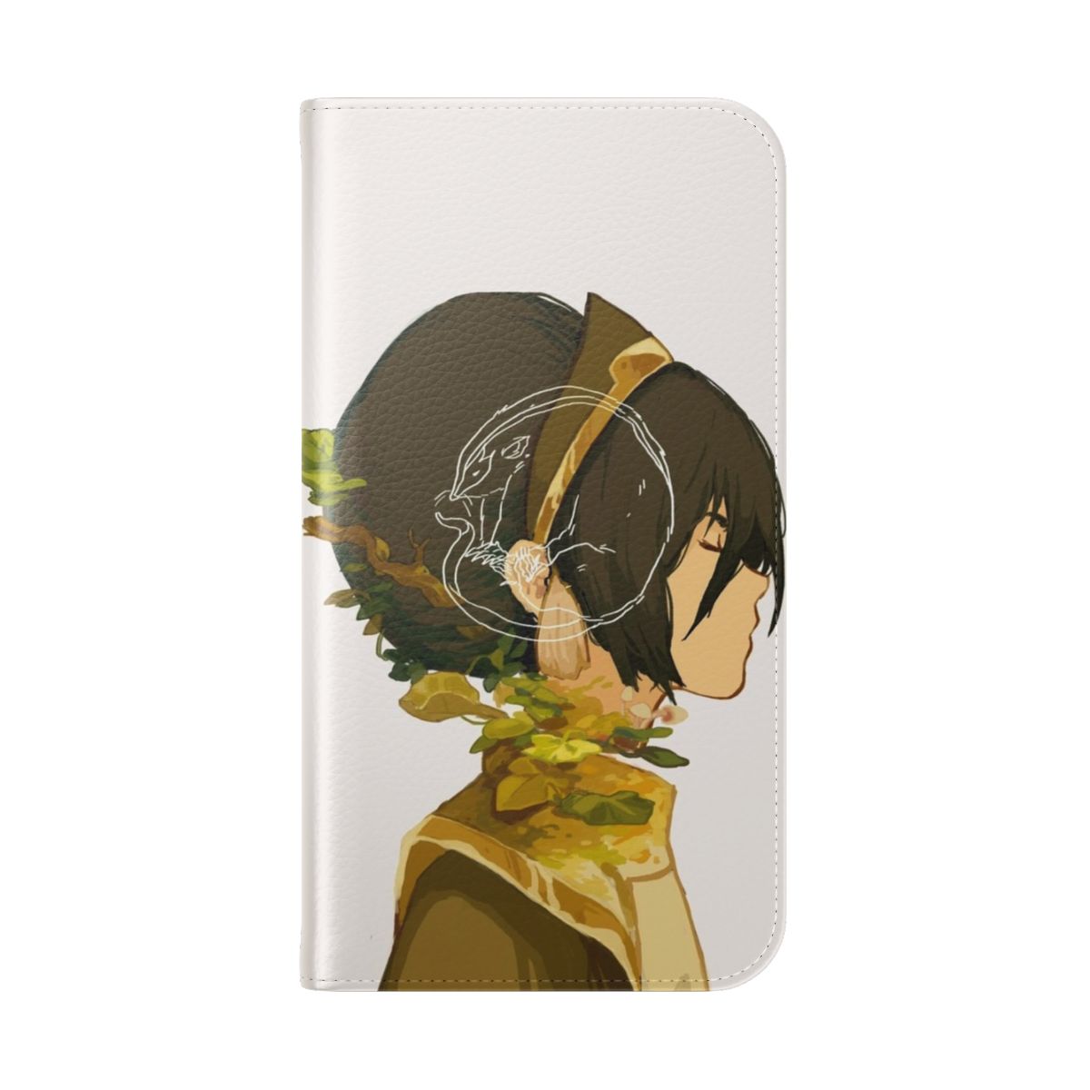 Toph Beifong-inspired earthbender phone case featuring a badger mole design - Folded Back