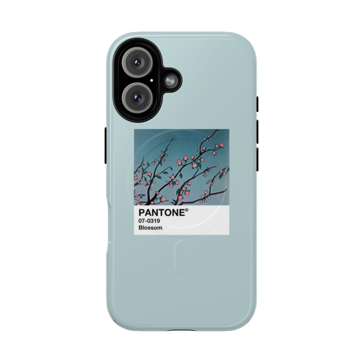 A pastel-colored phone case with an anime-inspired aesthetic and a magnetic closure.