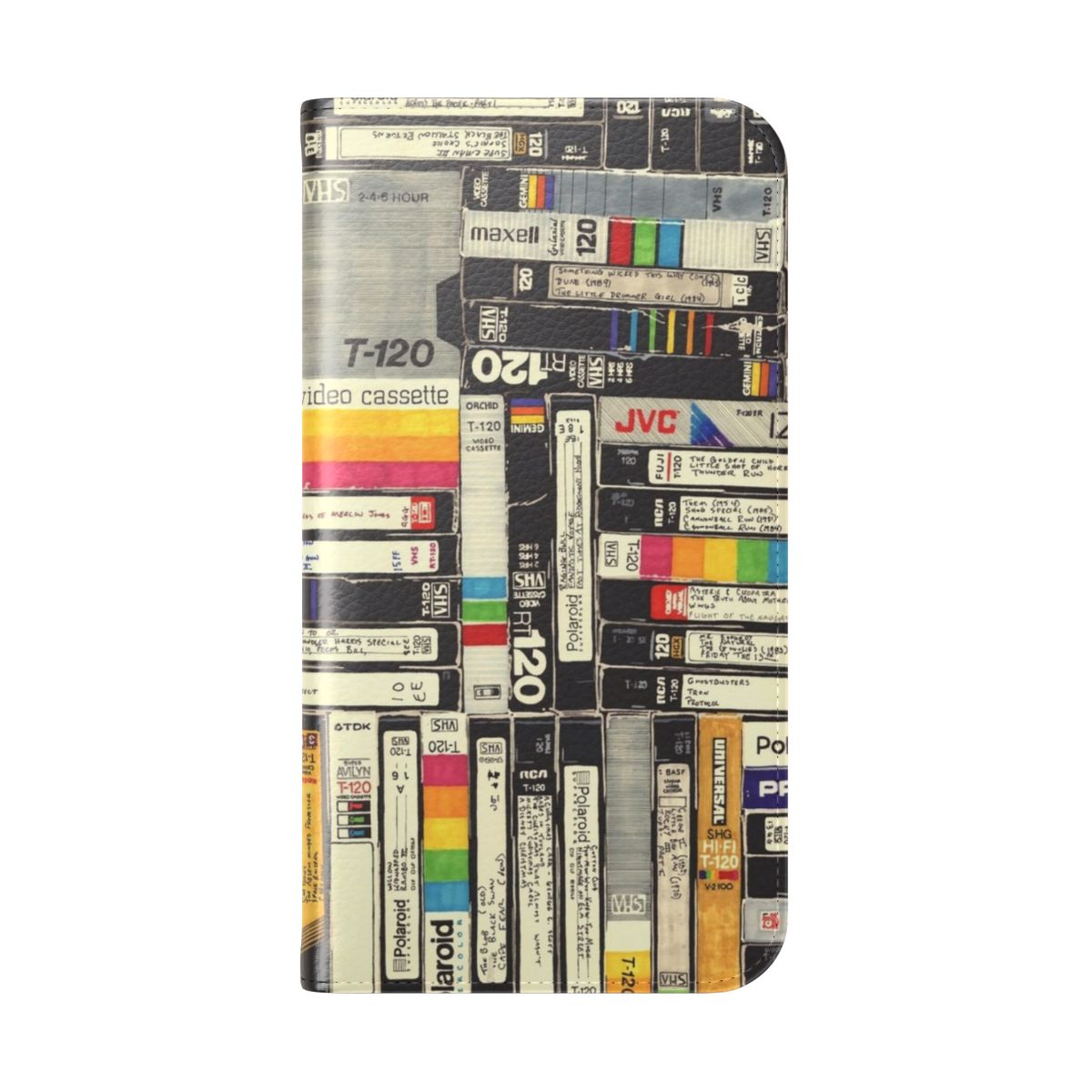 Retro-style VHS-inspired flip phone case for smartphones - Folded Back