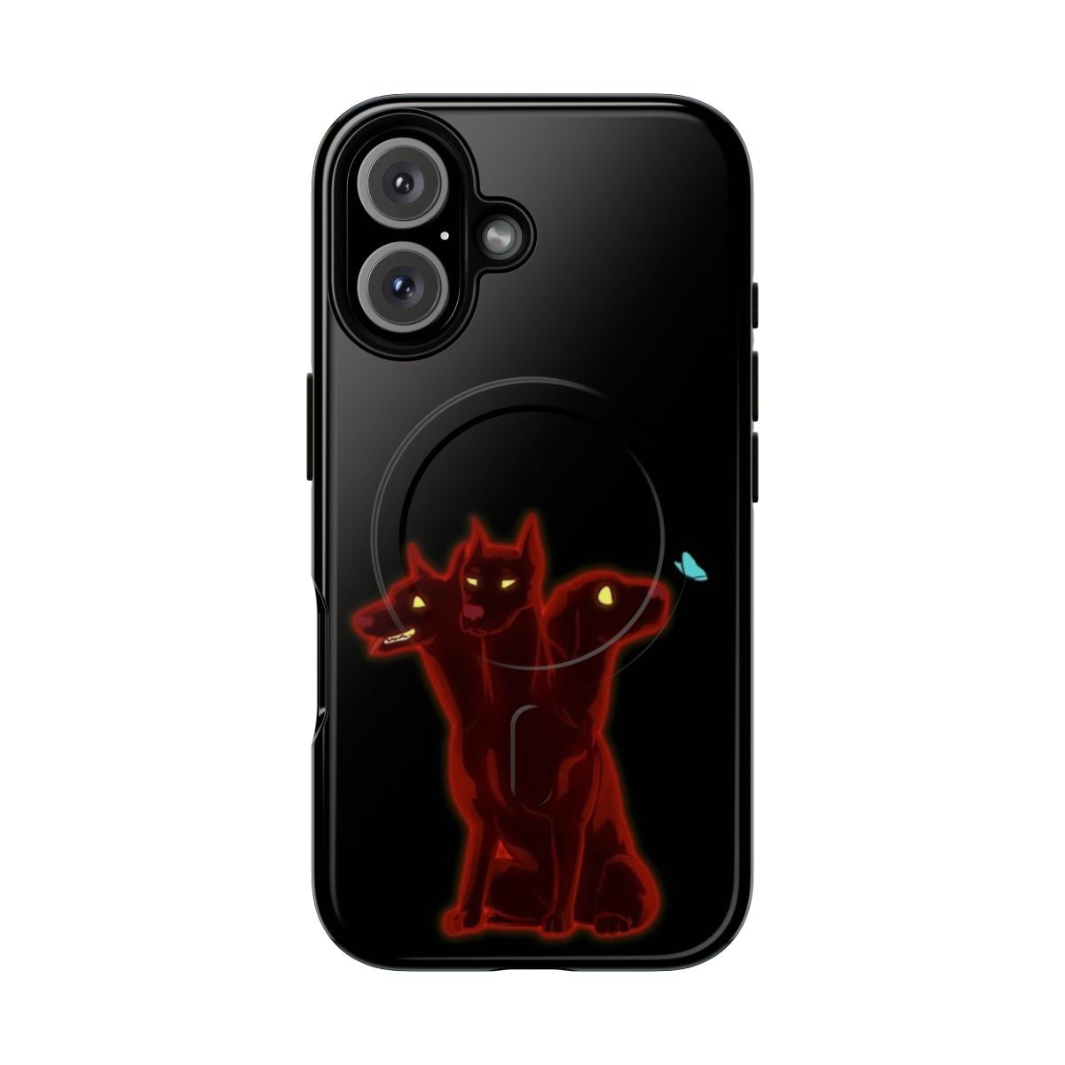 Tough magnetic phone case with a three-headed dog design, inspired by Greek mythology.