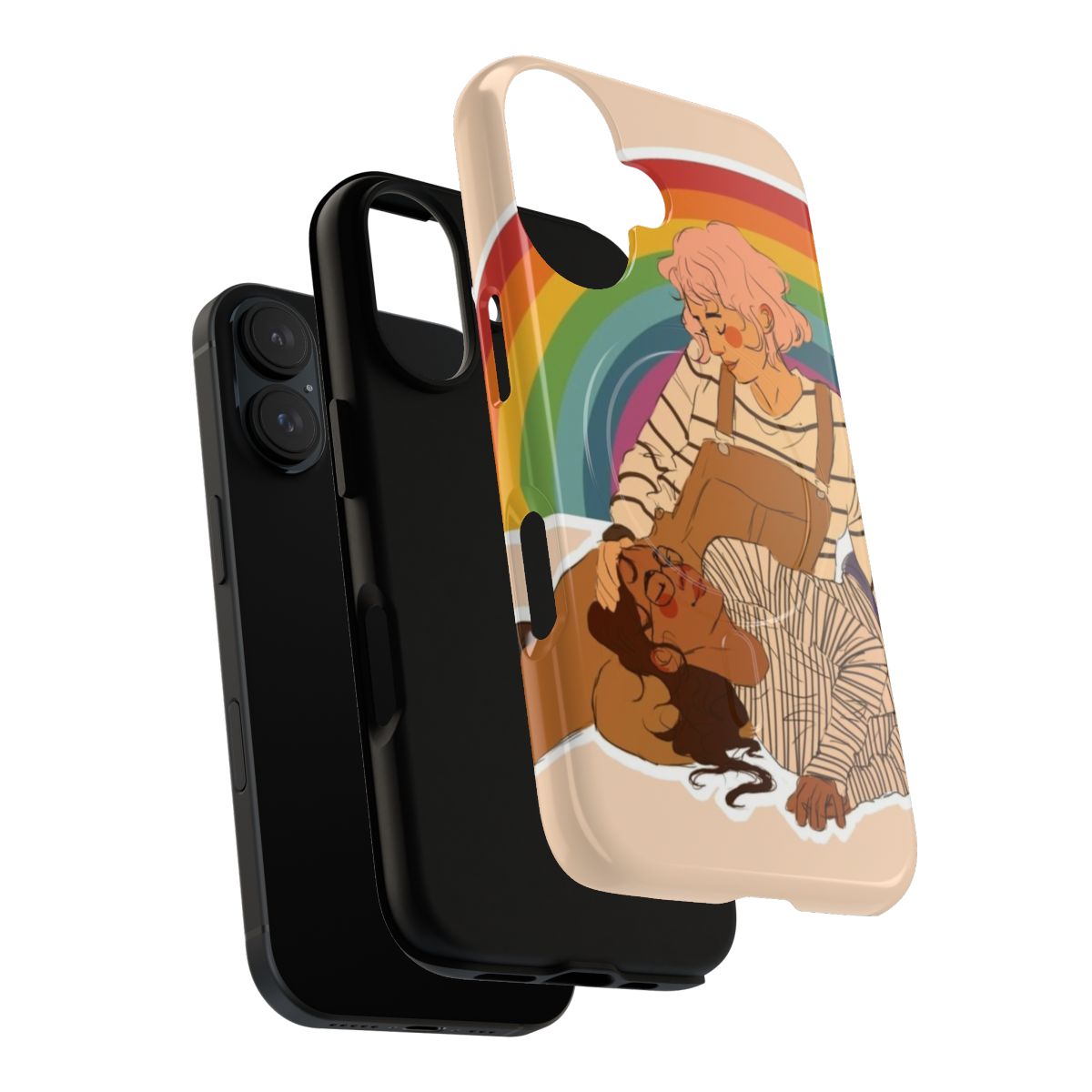 Gentle Love Pastel Magnetic Tough Phone Case with LGBTQ+ Pride Design - Layers