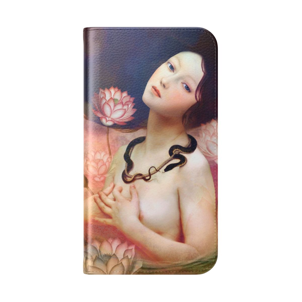 Enchanted snake and floral portrait design on a phone case - Folded Back