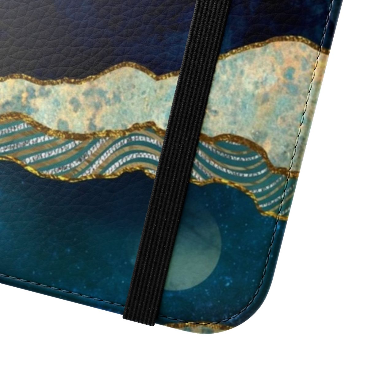 Indigo sky and landscape inspired flip cover phone case - Close Up