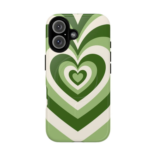 Floral phone case with a wildflower and matcha heart design