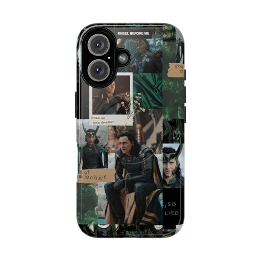 Loki-themed magnetic tough phone case with a sleek, aesthetic design.