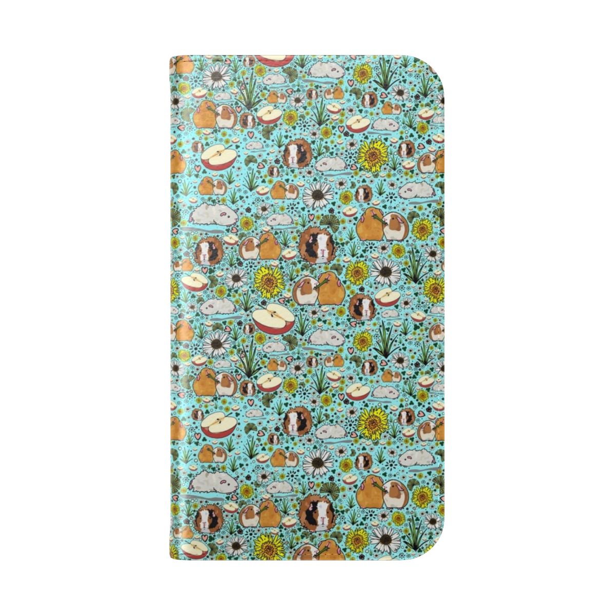 Colorful flip cover phone case featuring a cute guinea pig pattern design - Folded Back