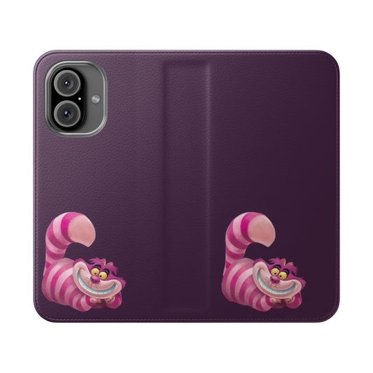 Cheshire Cat design phone case with flip cover for iPhone and Samsung