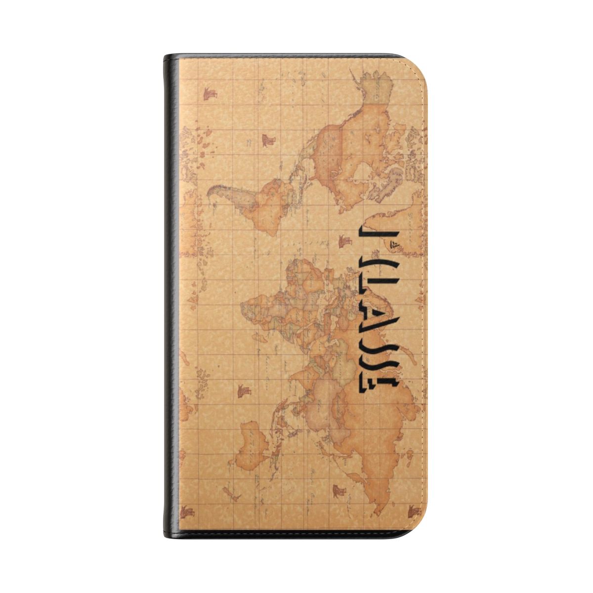 Premium flip phone case with stylish map, globe, and fashion design - Folded Back