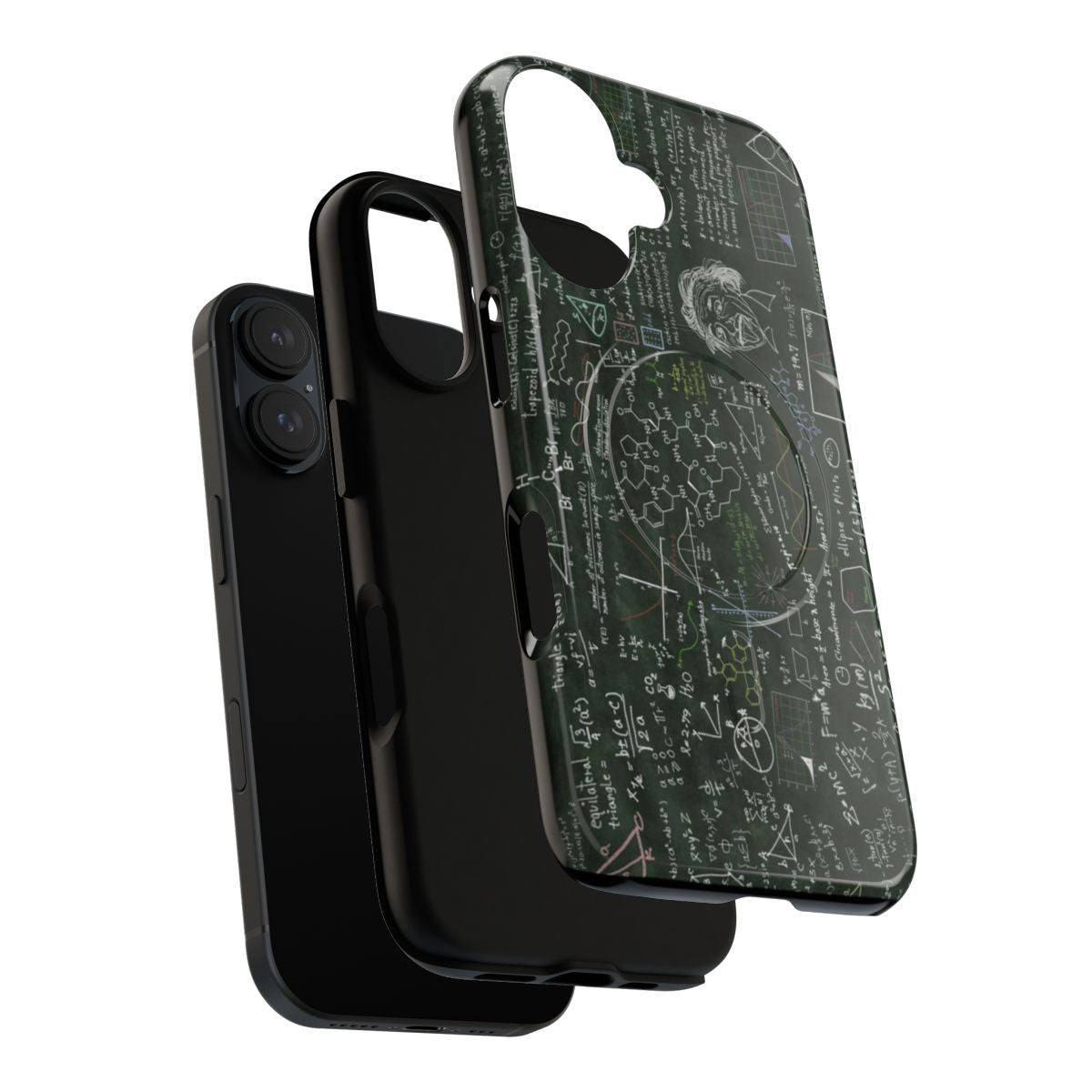 A sleek phone case with a detailed mathematical formula design. - Layers