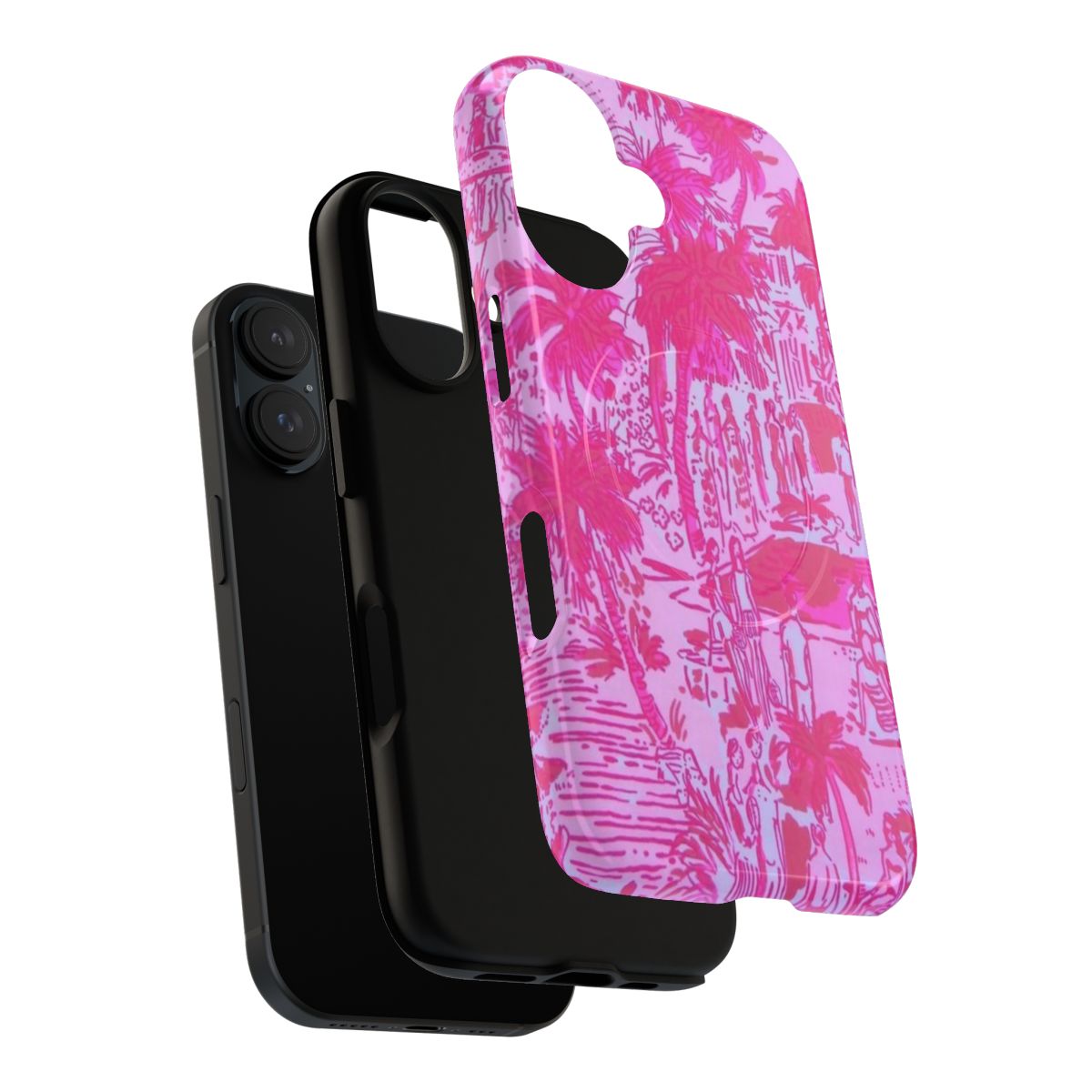 A pink, blue, green and gold tropical floral phone case - Layers