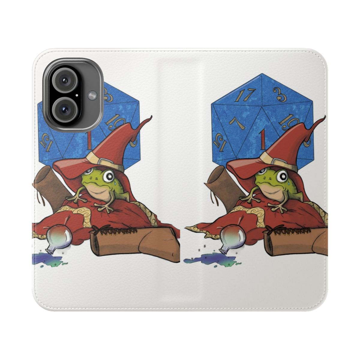 A colorful flip cover phone case featuring a fantasy potion design, perfect for wizard and fantasy fans.