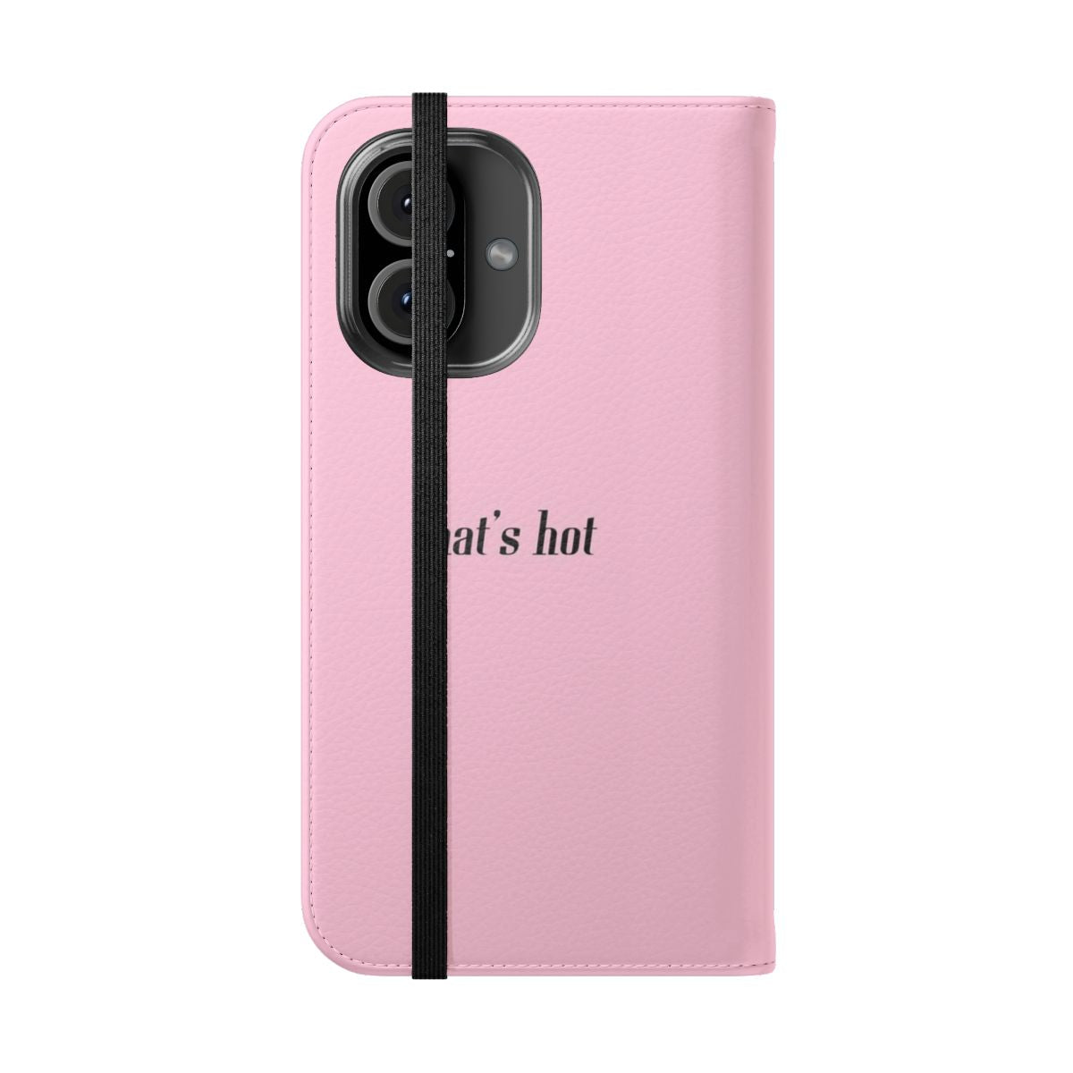 Stylish 2000s-inspired flip cover phone case in pink, white, and black color options - Folded Front