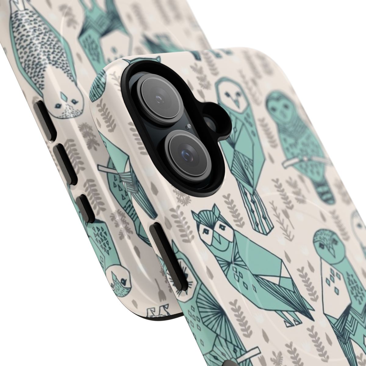 Parliament of Owls Magnetic Tough Phone Case in Pale Turquoise by Andrea Lauren - Detail