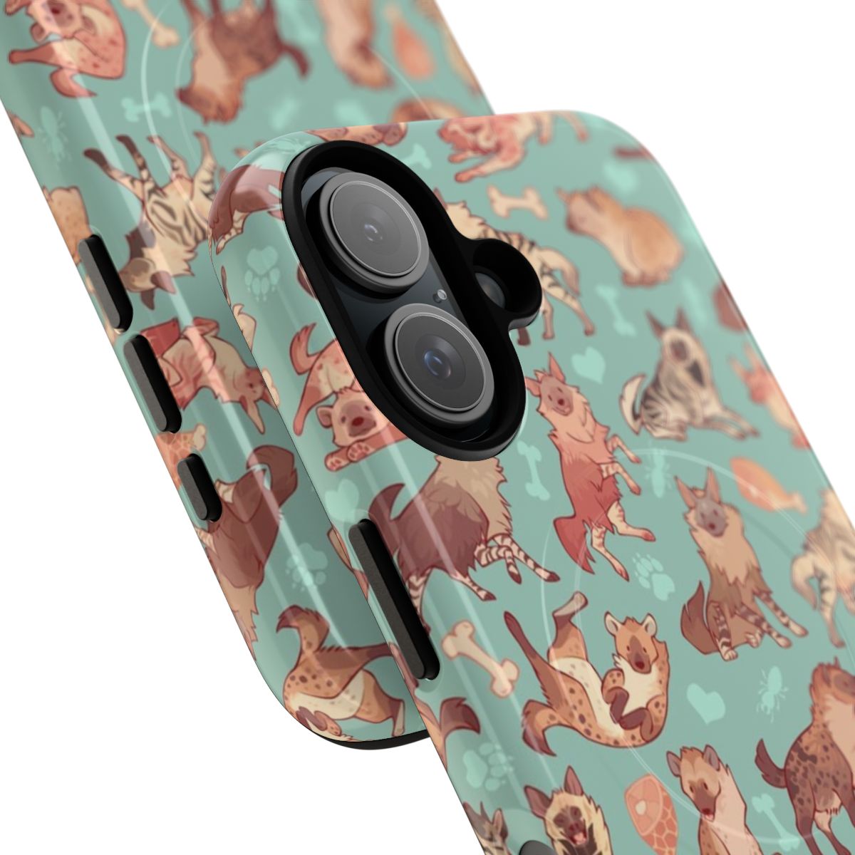 Hyena pattern design on a protective magnetic phone case - Detail